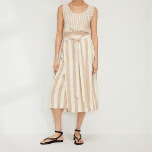 Everlane The Linen Wrap Skirt in Bone/Caramel - Size 4